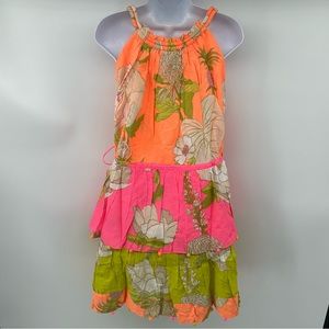 Farm Rio Mixed Neon Floral Garden Tiered Mini Dress XL NWOT
